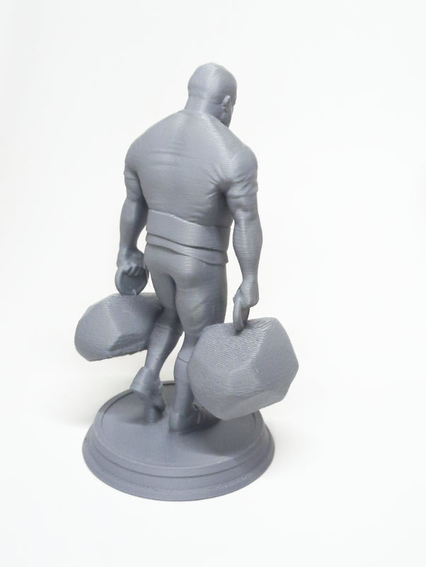 strongman dinnie stones 3d printed statue, back